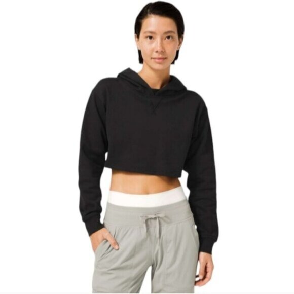 Lululemon Black All Yours Cropped Hoodie Size 8 - Picture 1 of 7